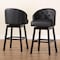 Baxton Studio Black Faux Leather Tufted Swivel Barstool with Nail heads Trim 120-6596 - alternate 10